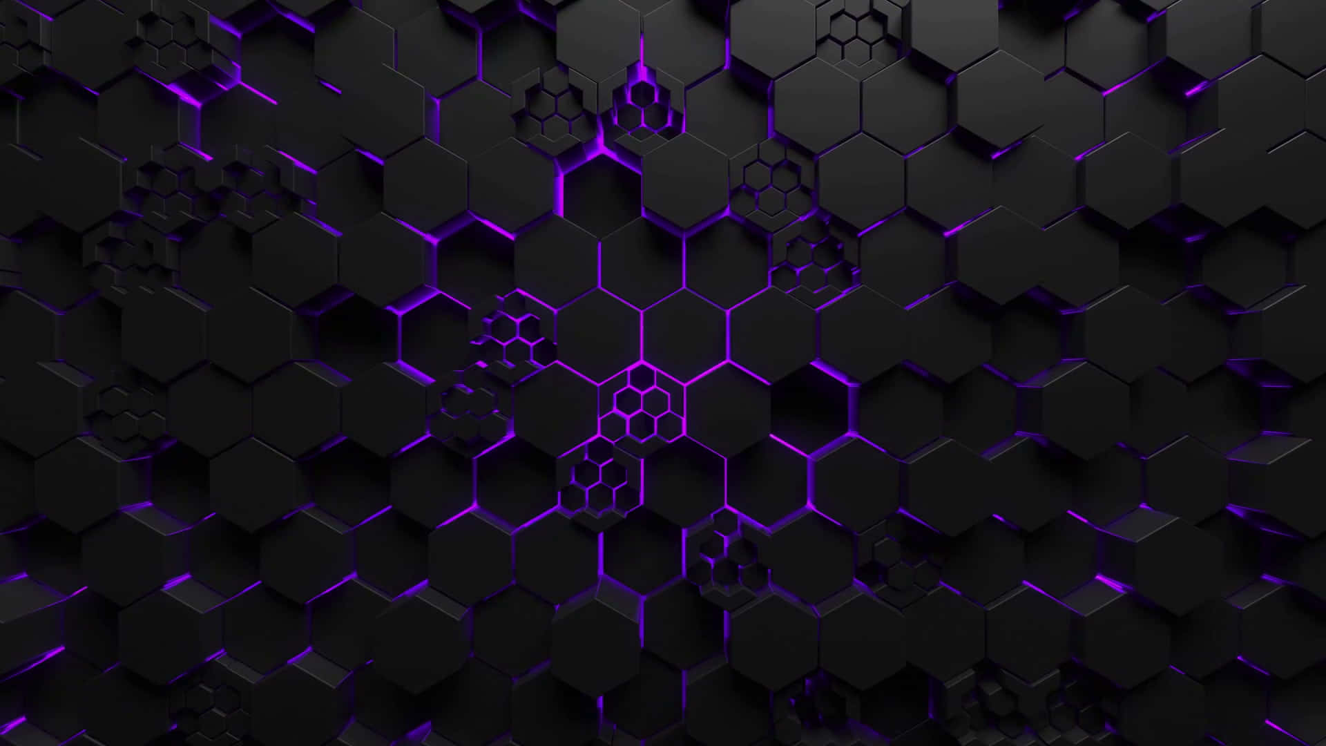 A Black And Purple Hexagonal Background With Purple Lights