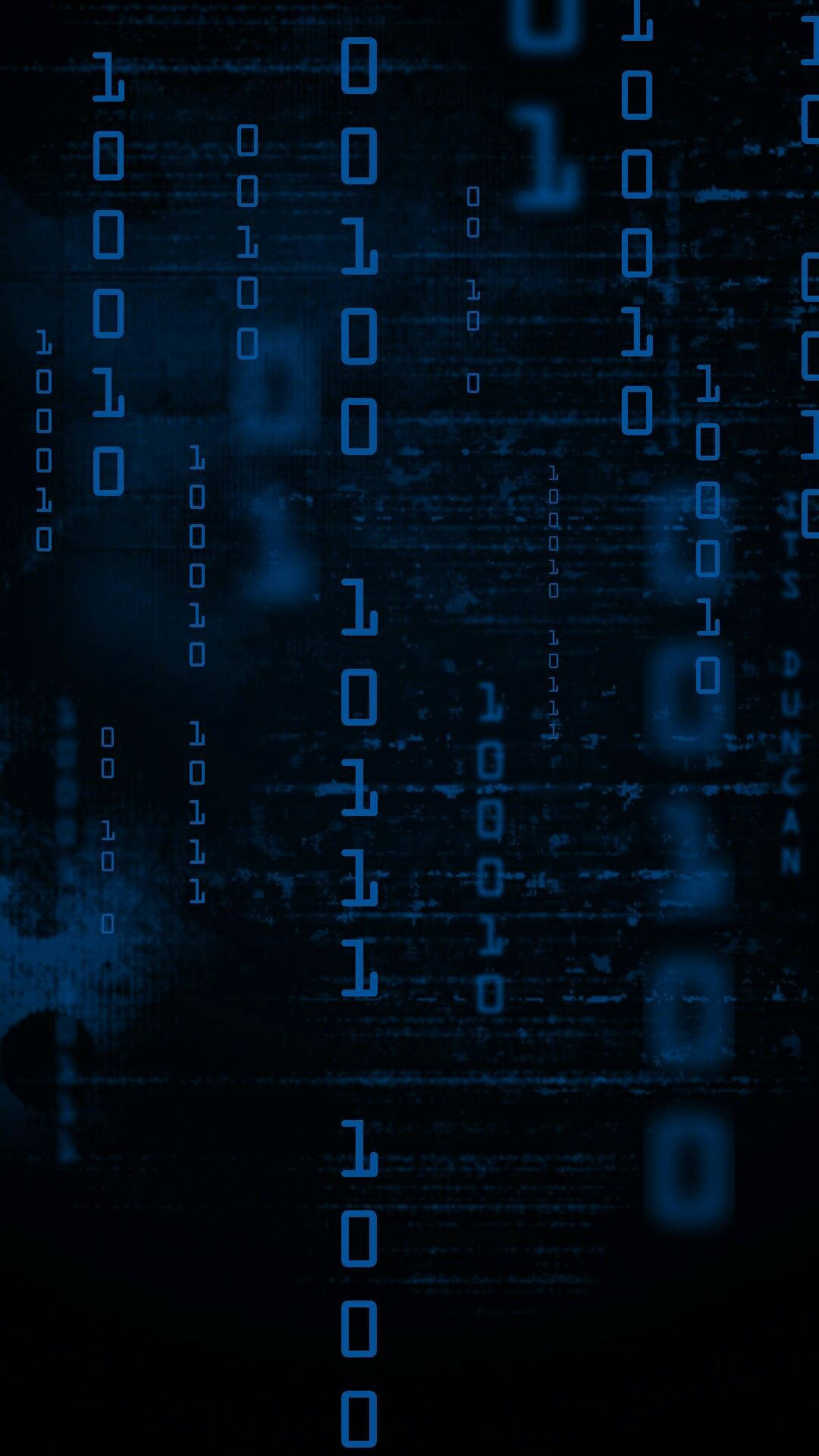 Cyber Binære Koder I Blå Wallpaper