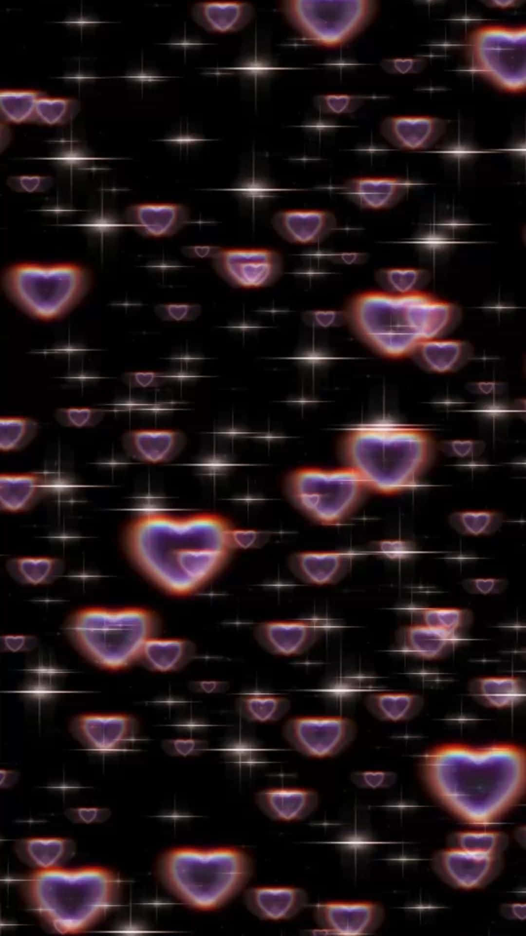 Cyber Hearts Glitter Pattern Wallpaper