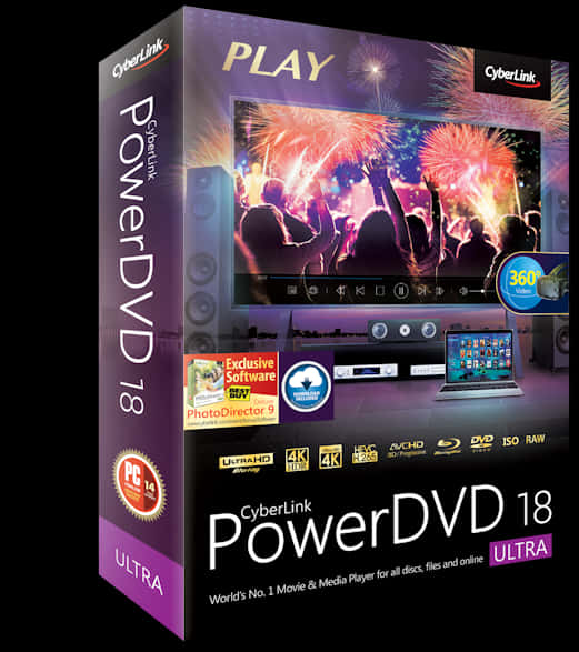 Cyber Link Power D V D18 Ultra Software Package PNG