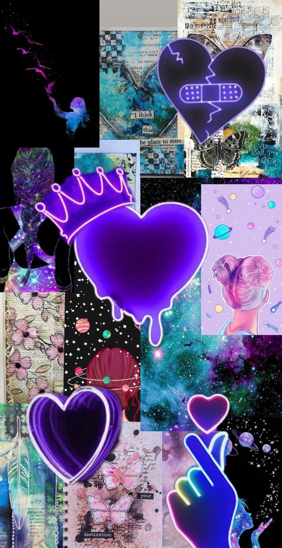 Cyber Purple Y2 K Aesthetic Collage Wallpaper