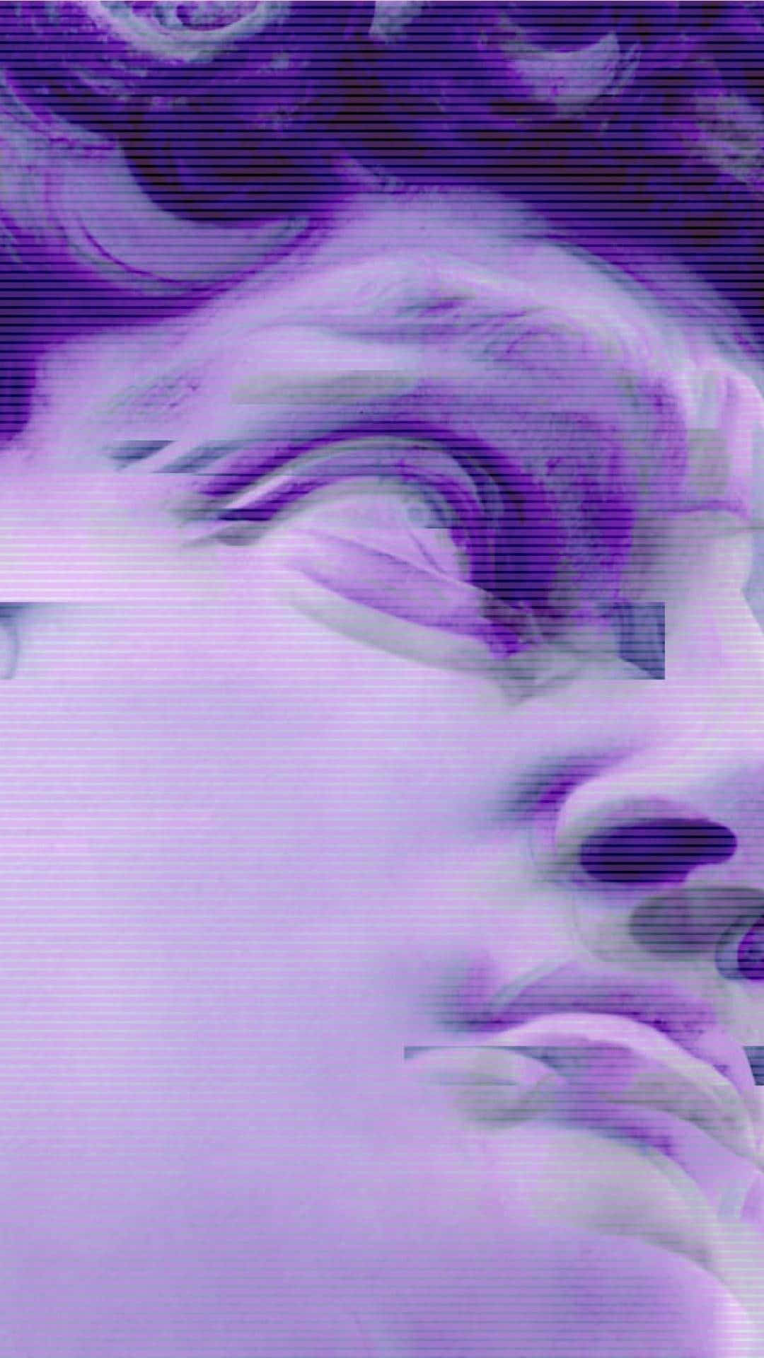 Cyber Purple Y2 K Portrait Glitch Wallpaper