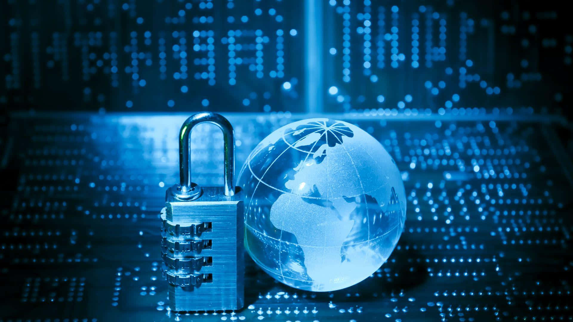 A Padlock And Globe On A Computer Screen