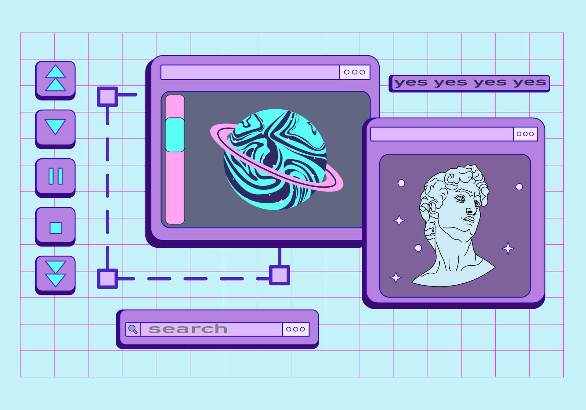 Cyber Y2 K Aesthetic Laptop Illustration Wallpaper