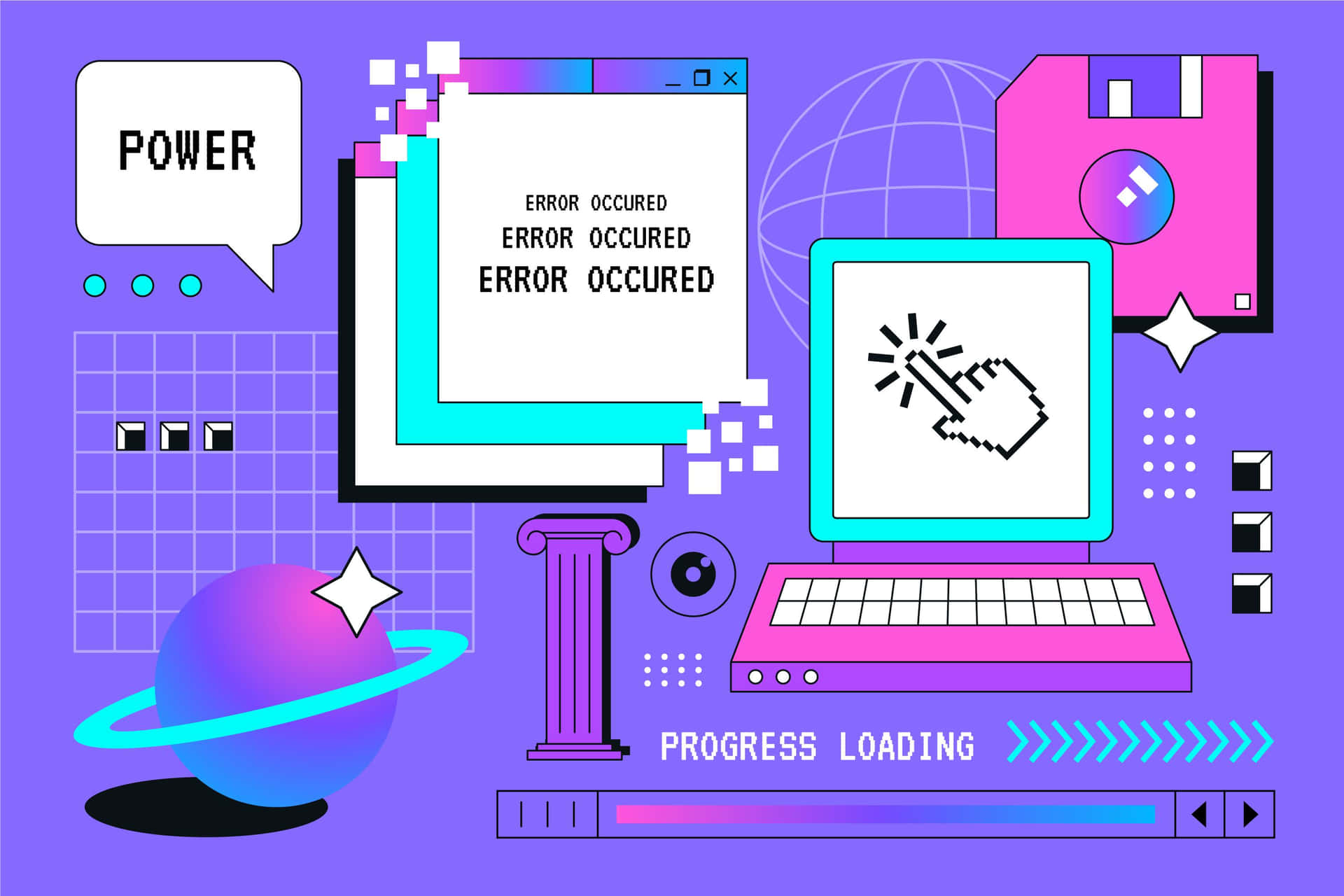 Cyber Y2 K Error Concept Illustration Wallpaper