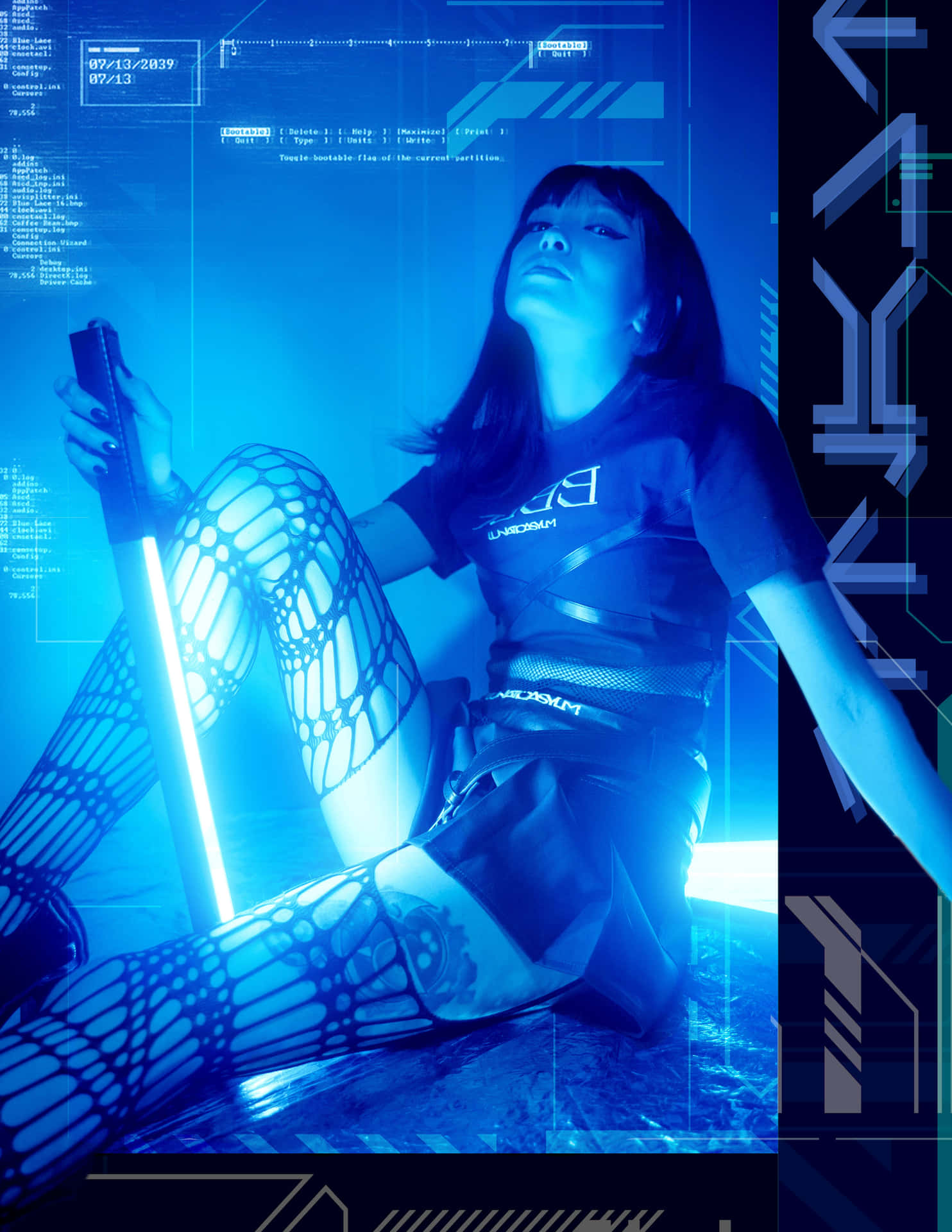 Cyber Y2 K Fashion Portrait Wallpaper
