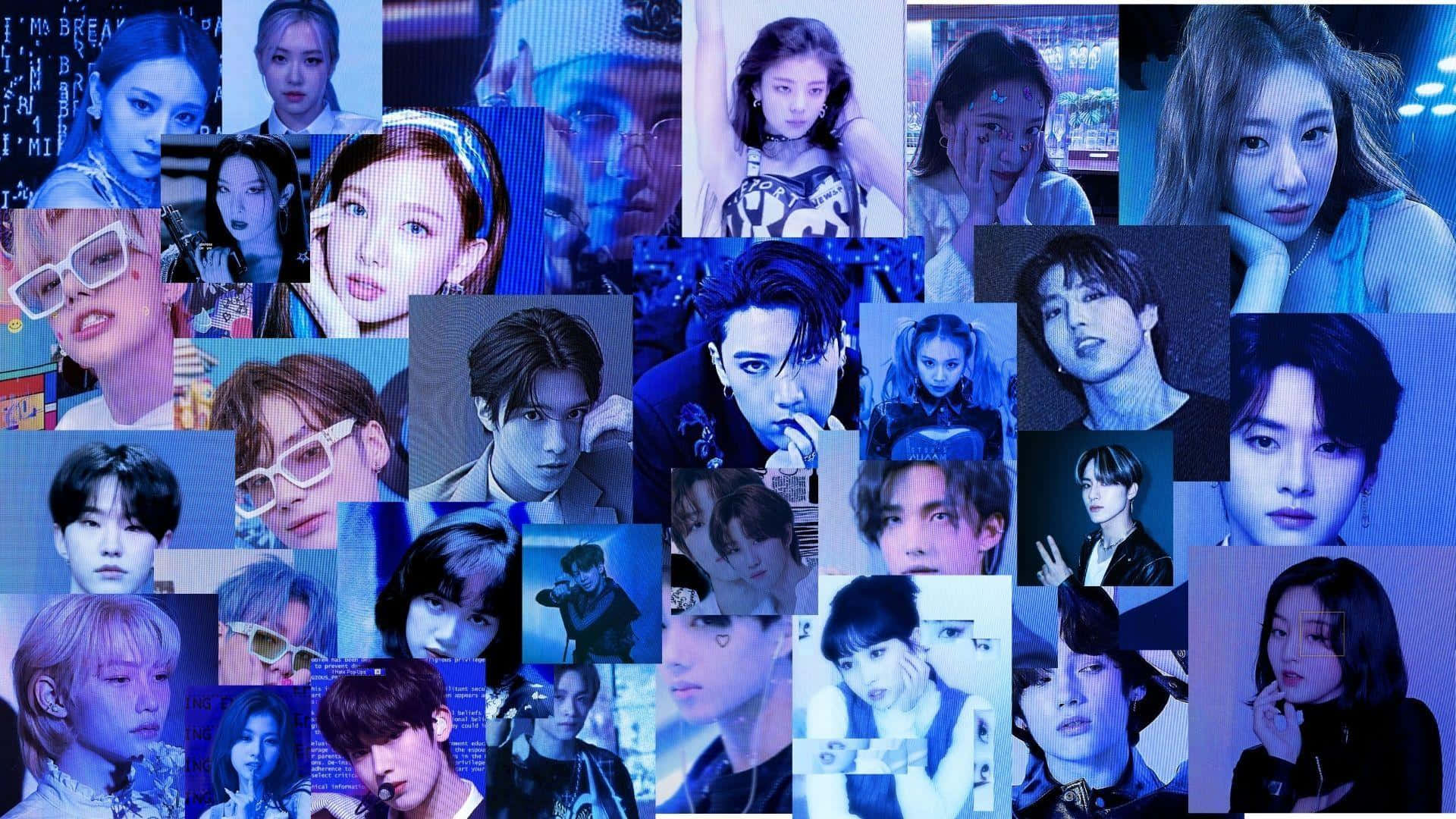 Cybercore Collage Kpop Artiesten Achtergrond