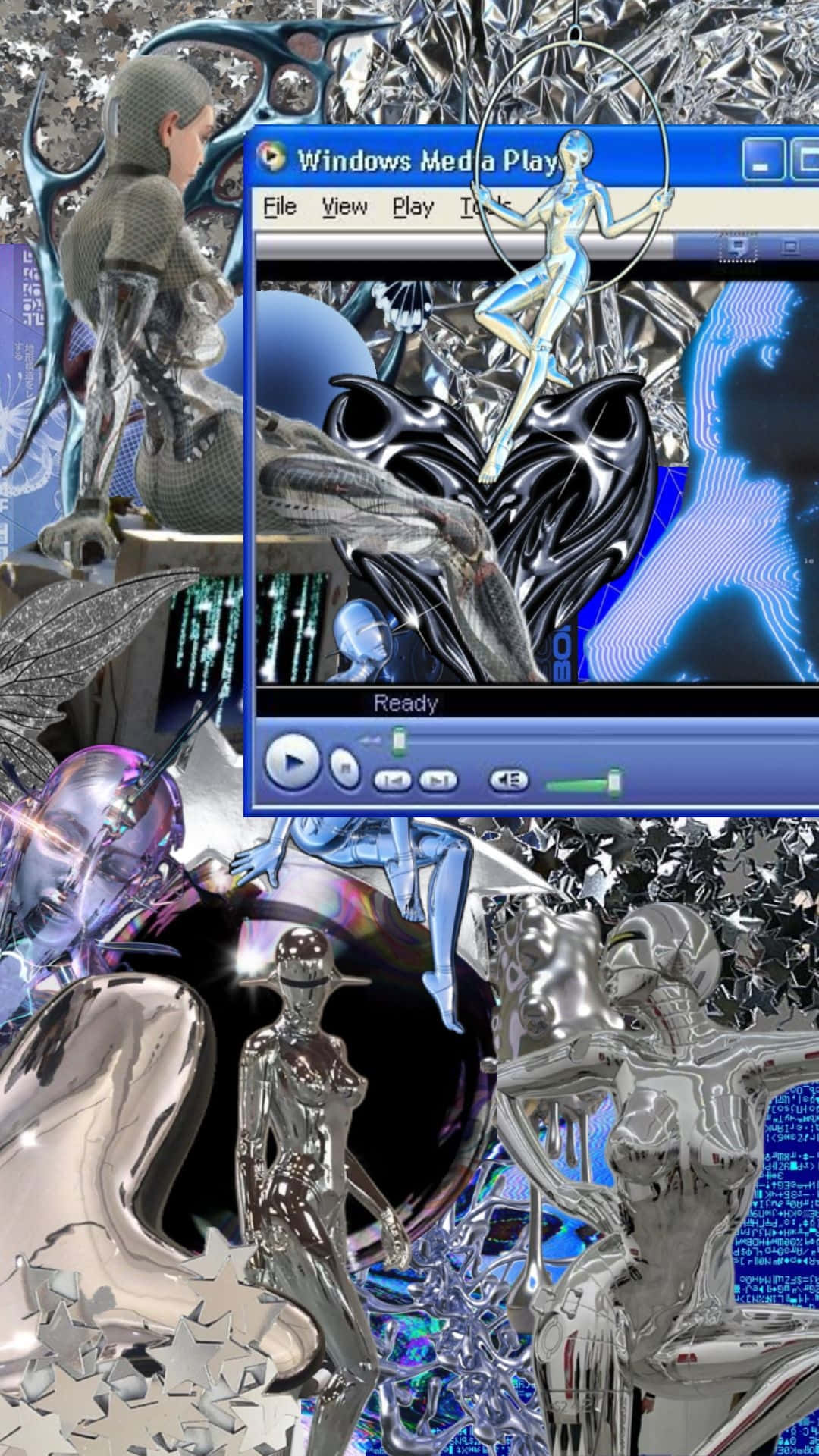 Cybercore Y2 K Aesthetic Collage Wallpaper