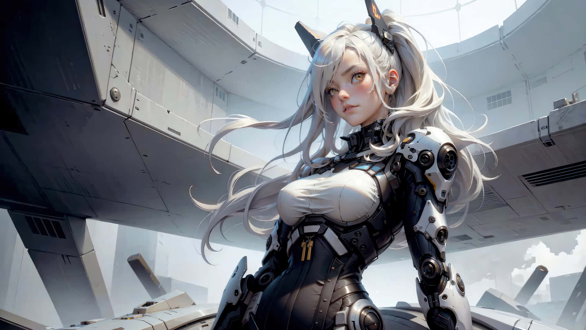 Cybernetic Anime Character Wallpaper