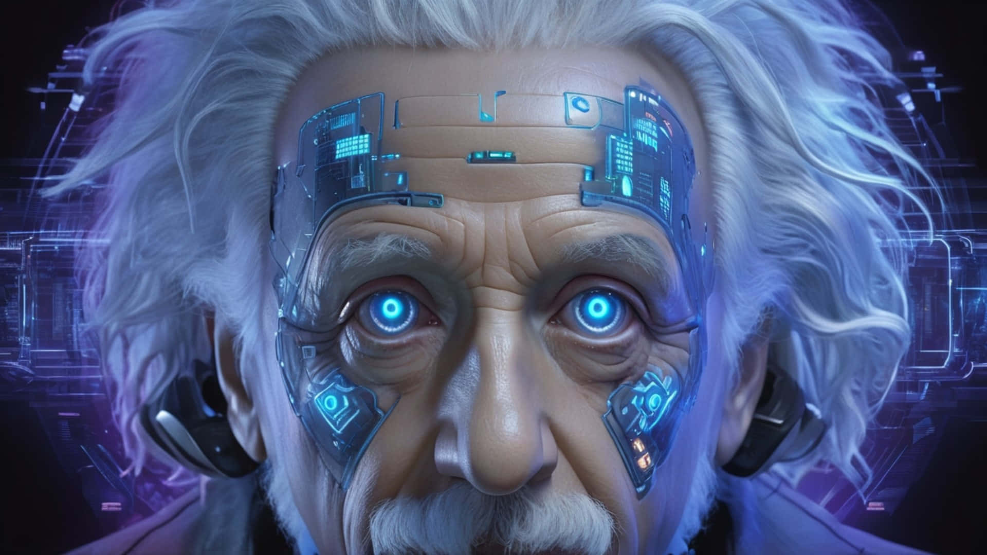 Cybernetic Einstein Portrait Wallpaper