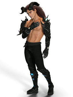 Cybernetic Horns Character PNG