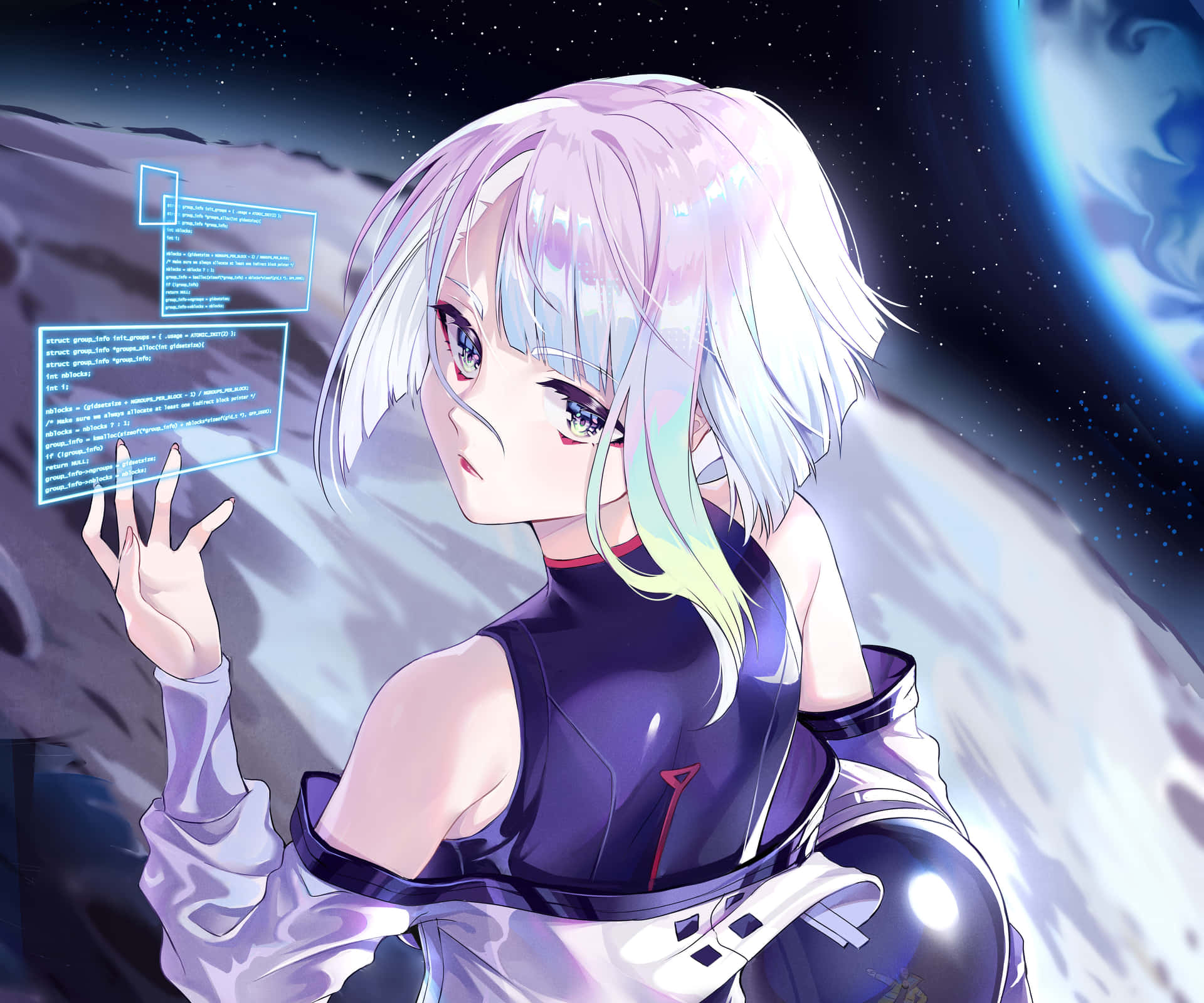 Cybernetic Interface Girl Anime Wallpaper