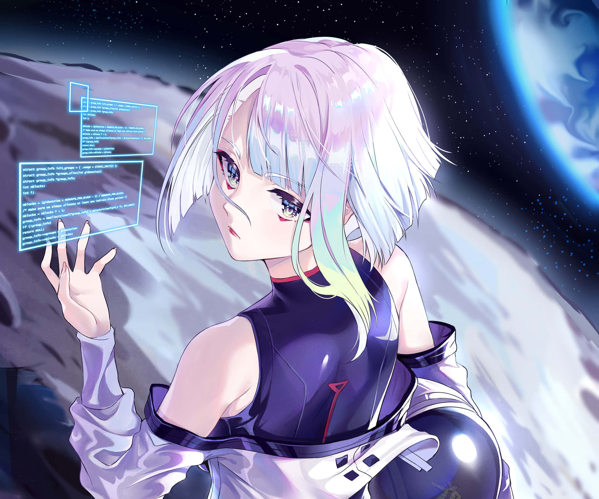 Fille Anime Interface Cybernétique Fond d'écran