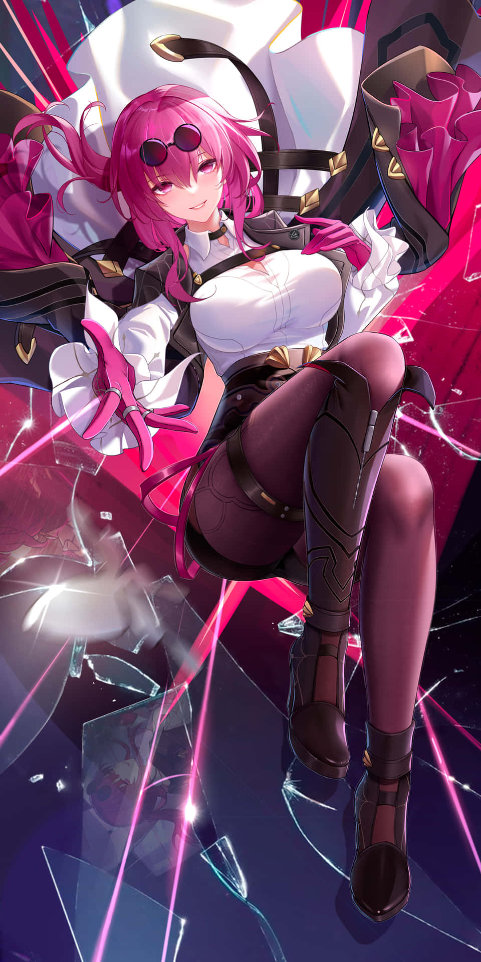 Cybernetic Pink Haired Anime Character Wallpaper