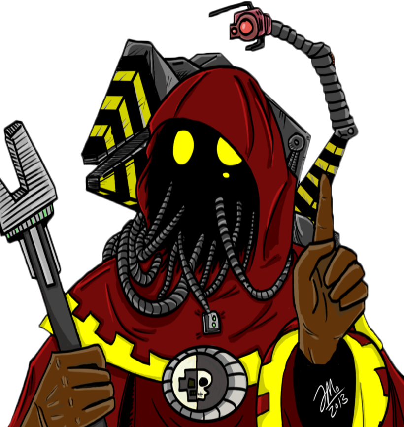 Cybernetic Priest Cartoon Art PNG