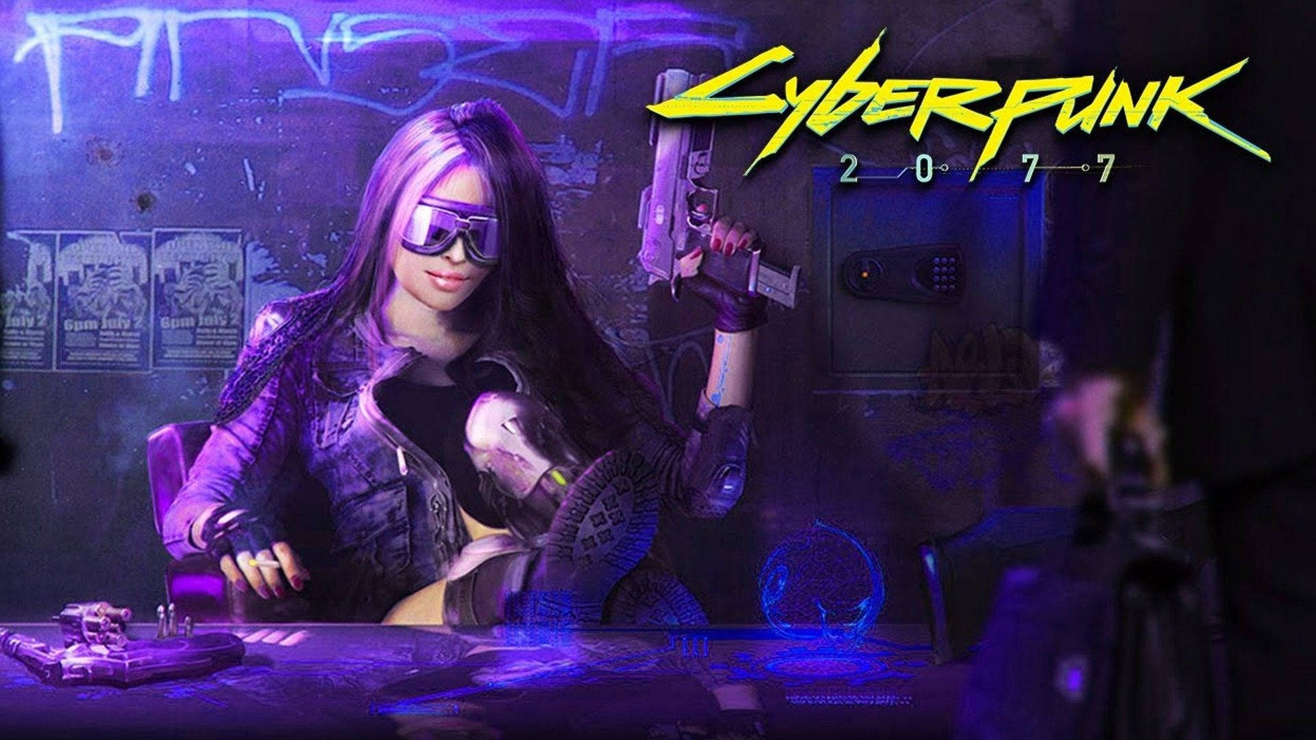 Purple Haired Girl Cyberpunk 1920x1080 Illustration Picture
