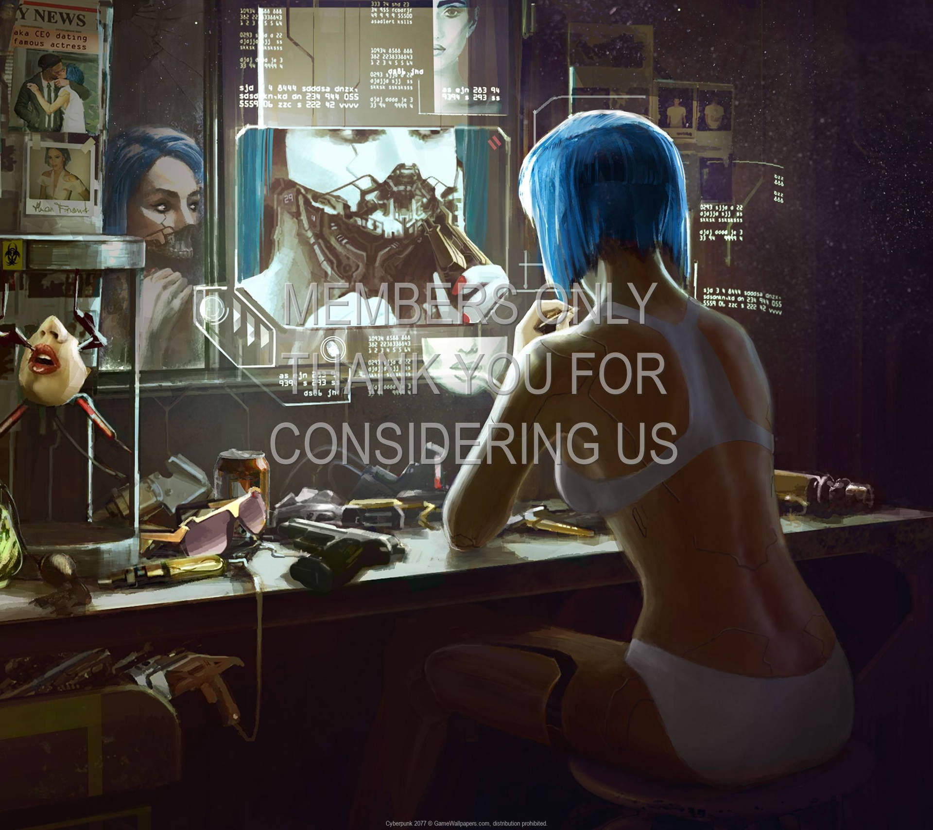 Cyberpunk 2077 Blue Haired Cyborg