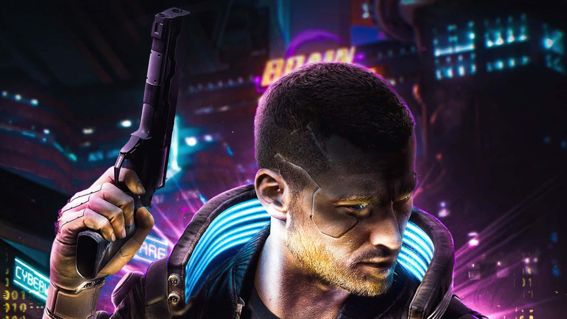 Futuristic characters in the world of Cyberpunk 2077 Wallpaper