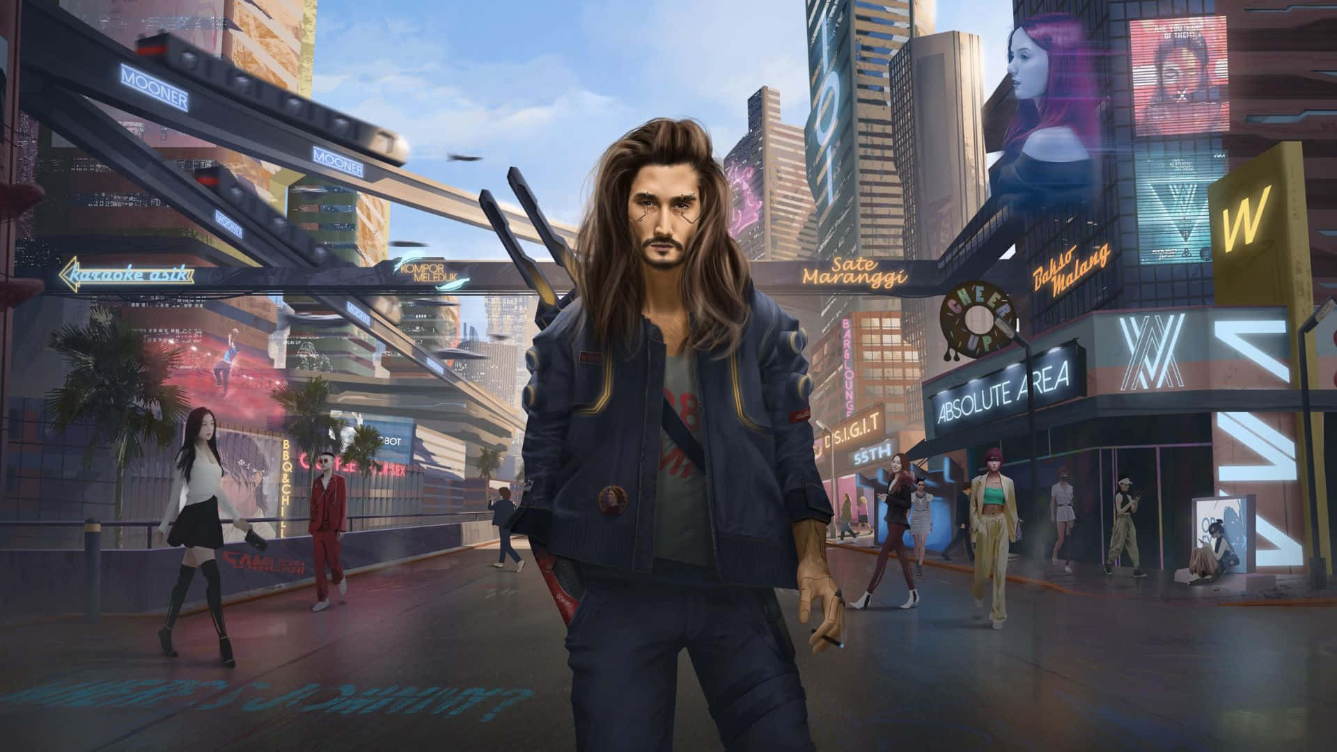 Dynamic Cyberpunk 2077 Characters in Action Wallpaper