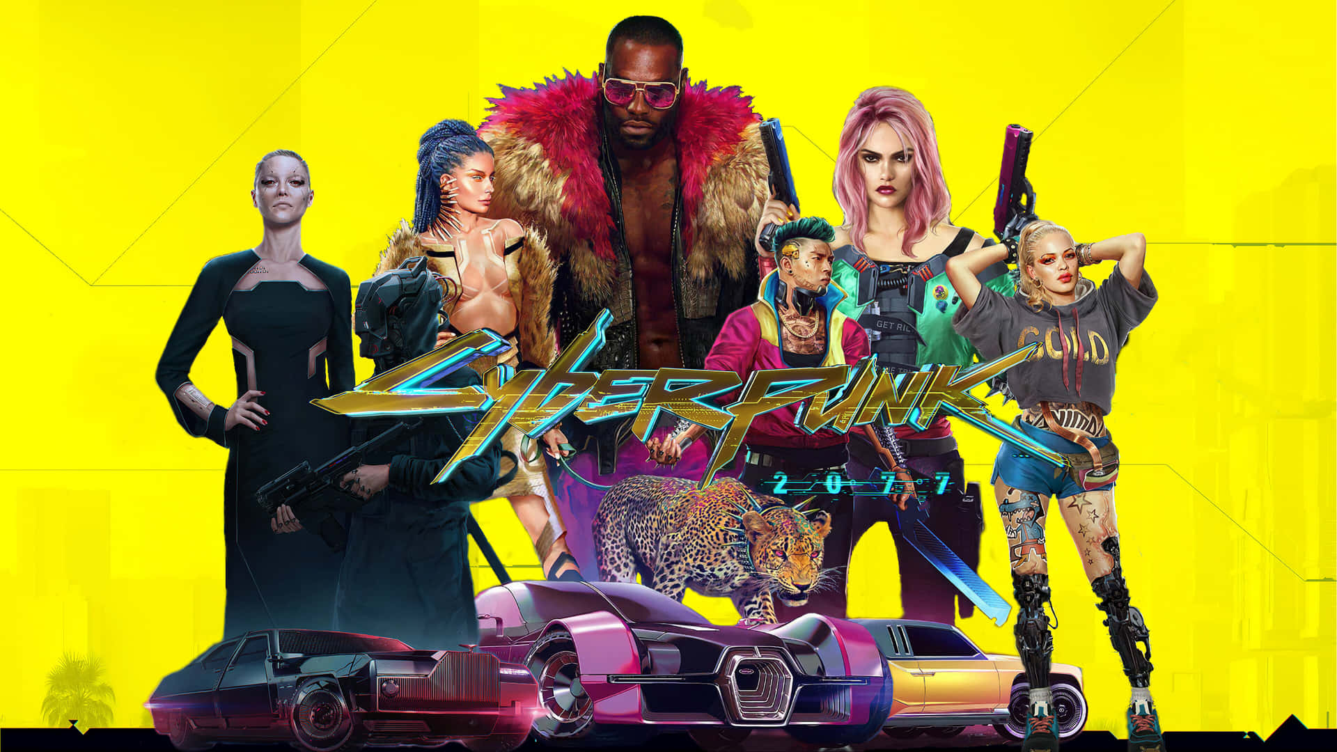 Diverse and Powerful Characters in Cyberpunk 2077 Wallpaper