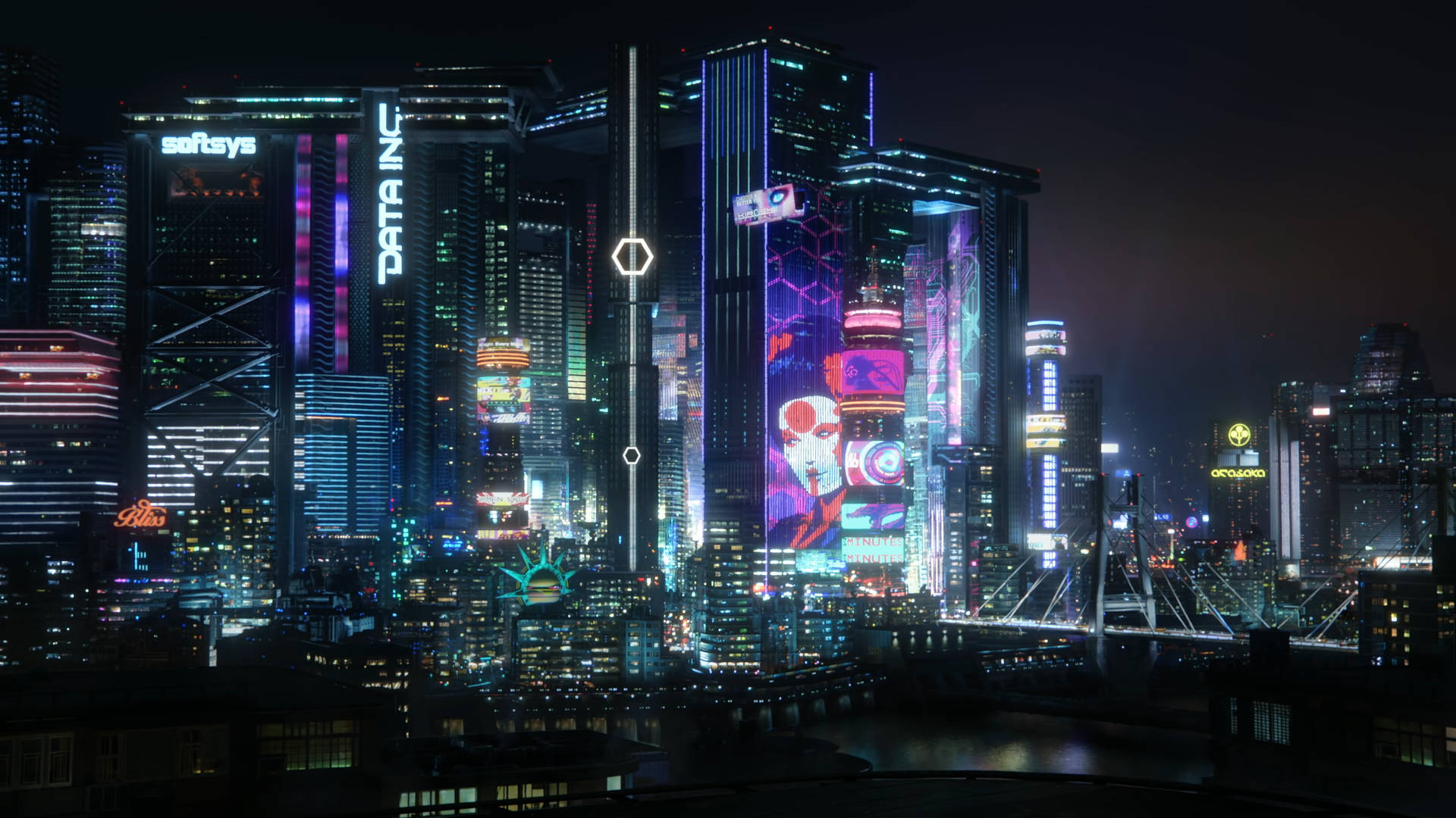 Exploring the neon-lit Night City of Cyberpunk 2077 Wallpaper