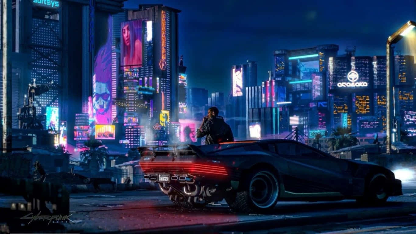 Udforsk Cyberpunk 2077's tech-noir fremtid i glorie high-definition. Wallpaper
