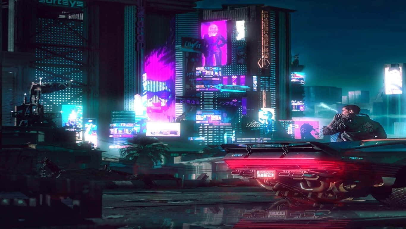Cyberpunk 2077 HD-bygninger Skabelon Wallpaper