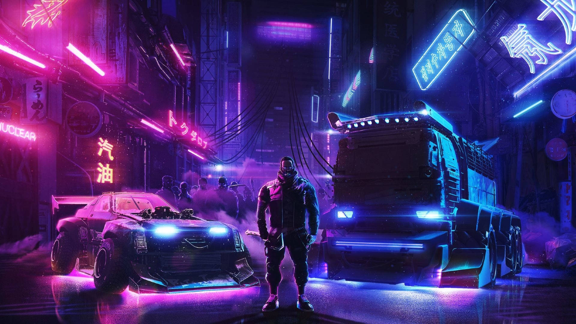 Udforsk den mørke og fascinerende verden af Cyberpunk 2560x1440. Wallpaper
