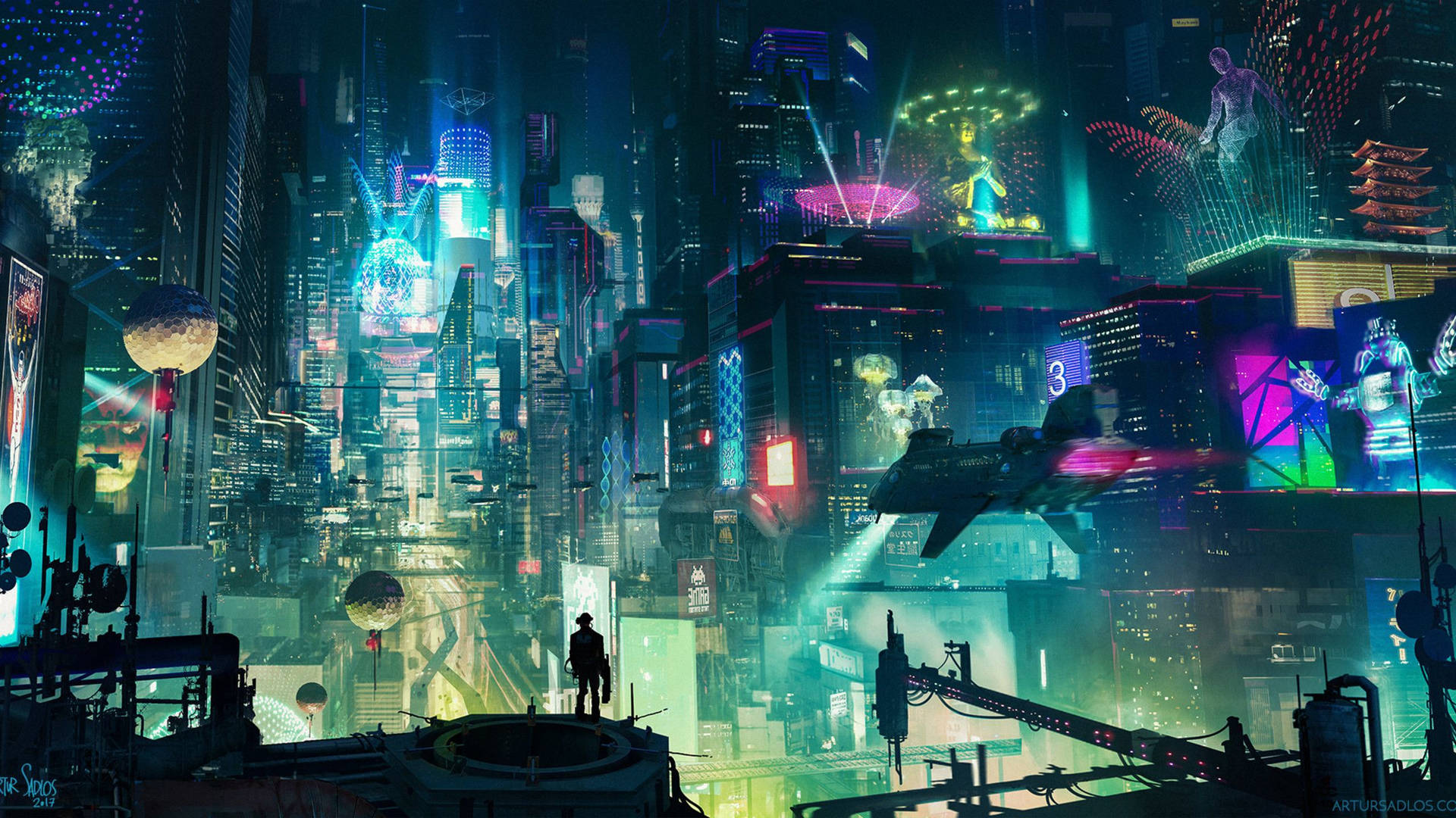"Explore the futuristic world of Cyberpunk 2560x1440" Wallpaper