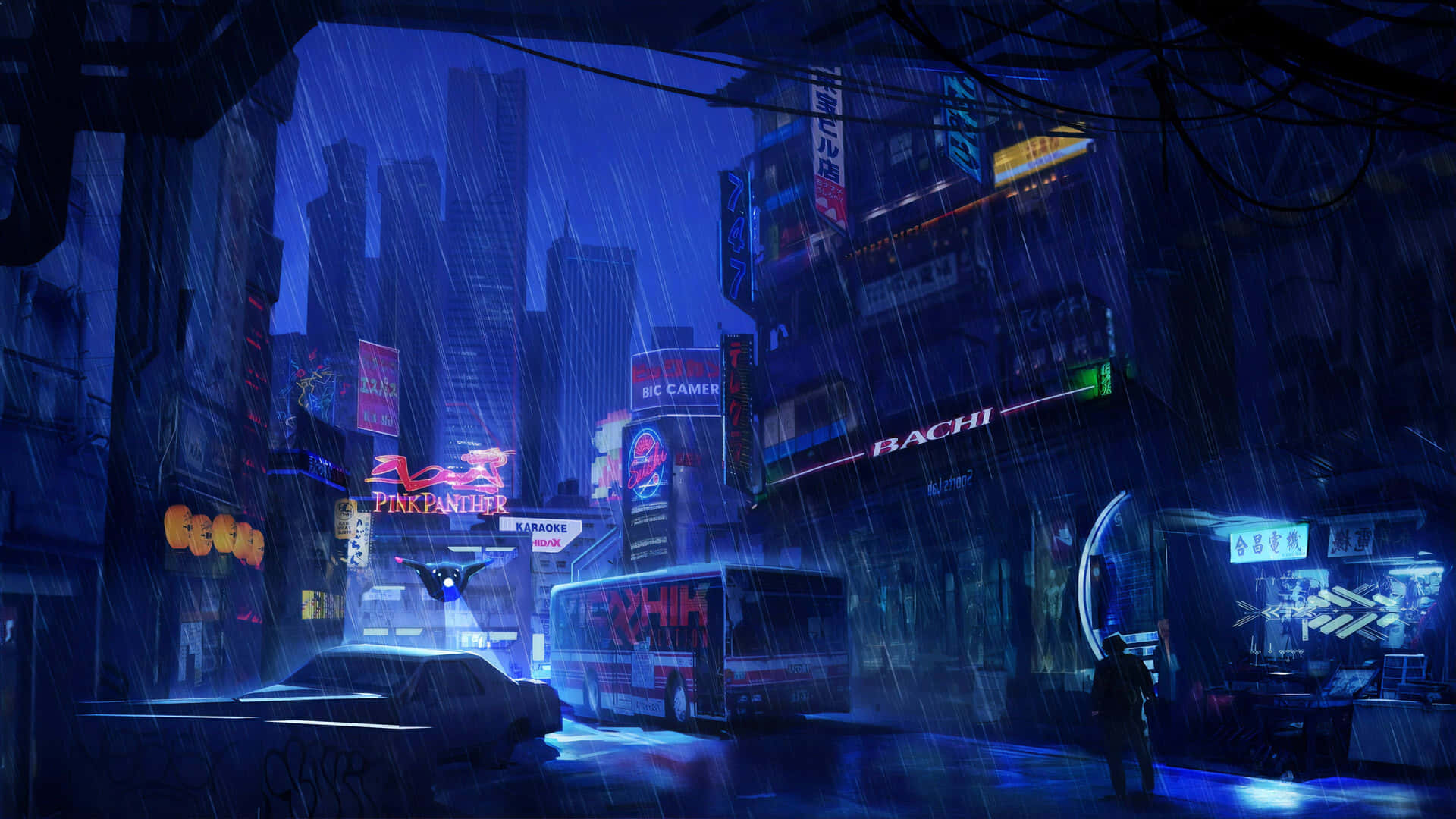 A Cyberpunk Aesthetic Scene Wallpaper