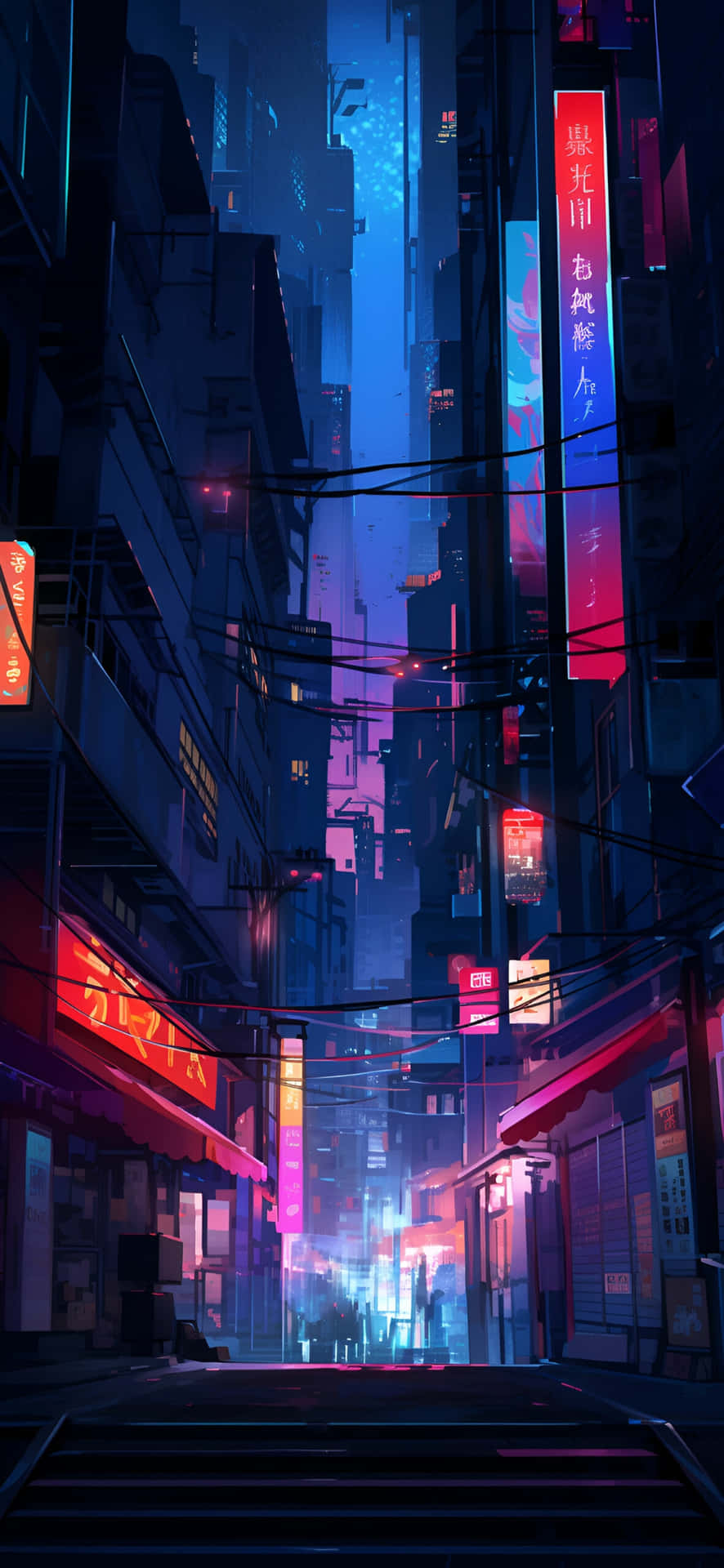 Cyberpunk_ Alley_ Neon_ Glow Wallpaper