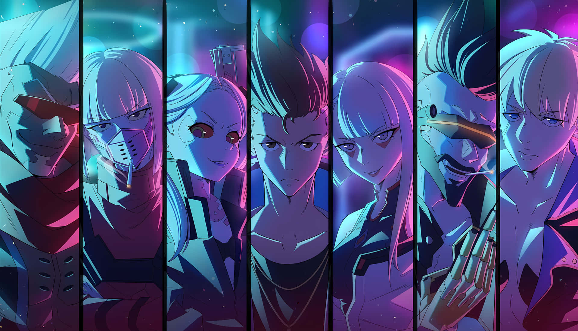 Cyberpunk Anime Character Montage Wallpaper