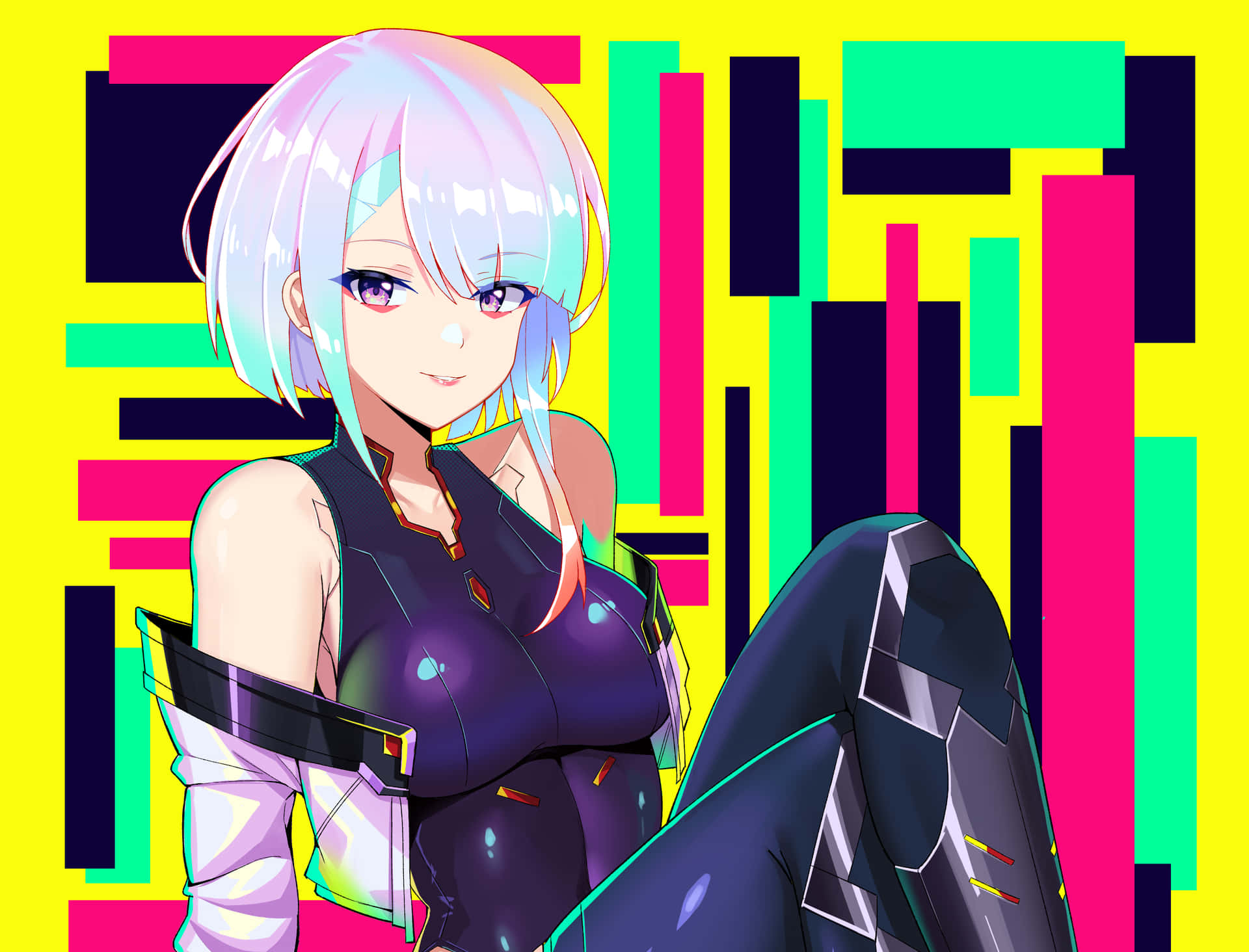 Cyberpunk Anime Character Vibrant Backdrop Wallpaper