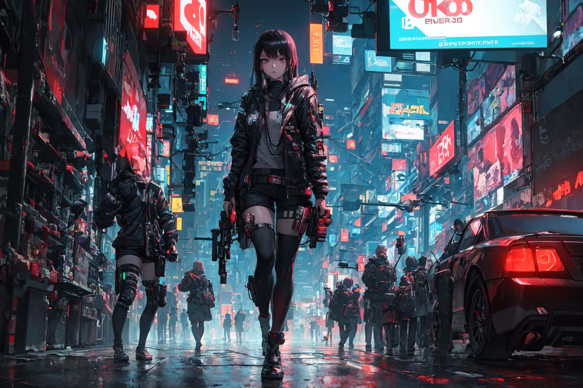 Cyberpunk_ Anime_ Cityscape_with_ Character Wallpaper