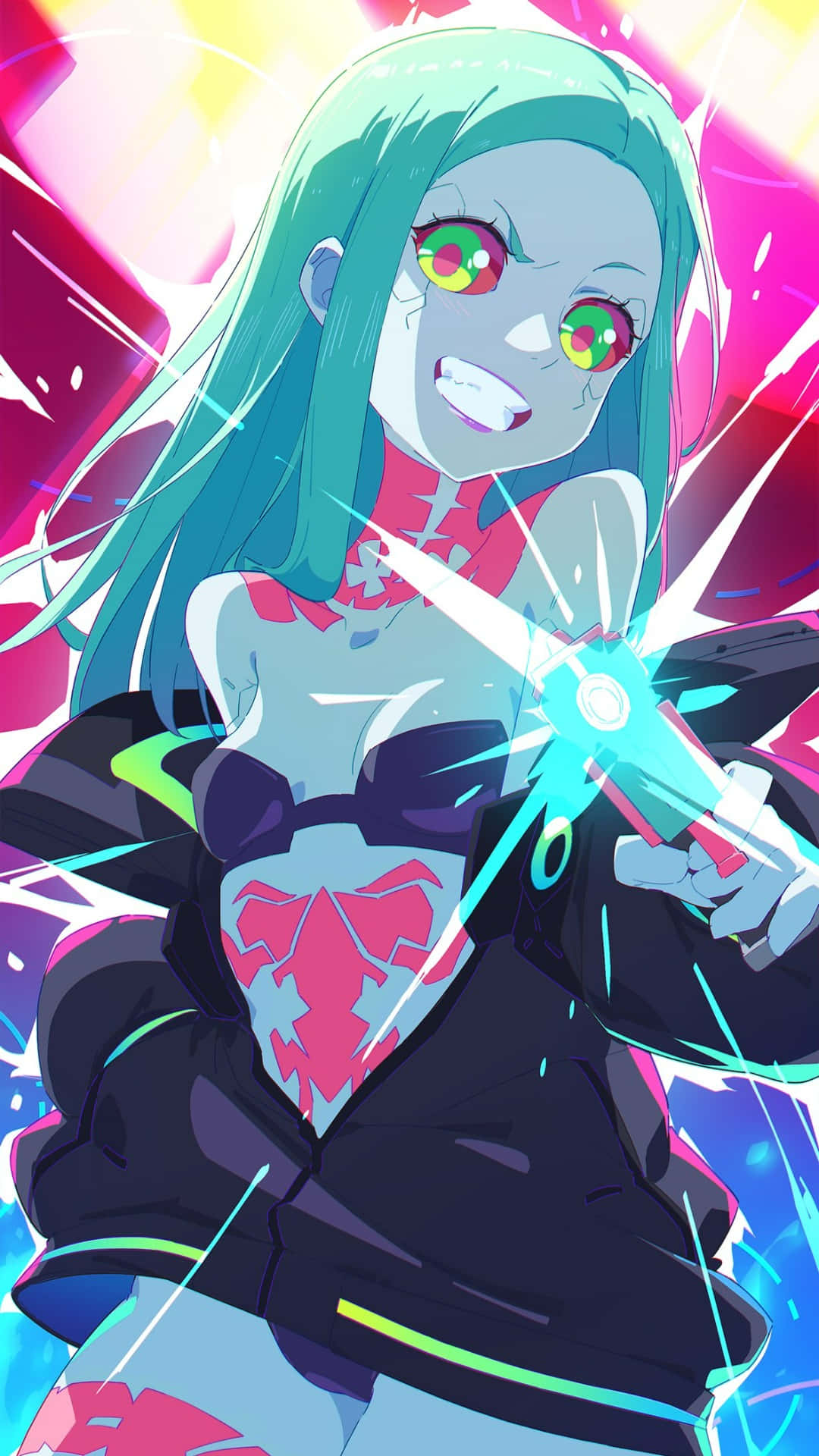 Cyberpunk Anime Girlwith Energy Sword Wallpaper
