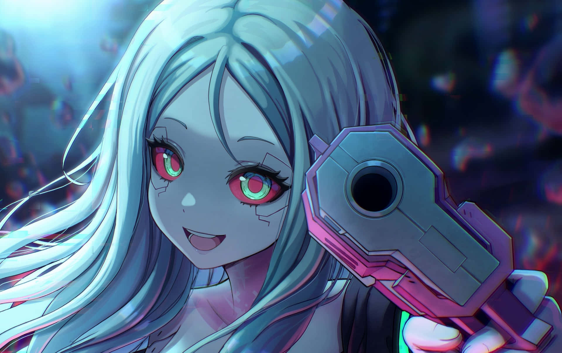 Cyberpunk Anime Girlwith Gun Wallpaper