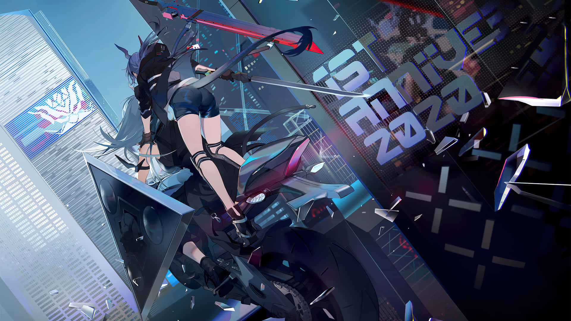 Cyberpunk Anime Warrioron Motorcycle2560x1440 Wallpaper