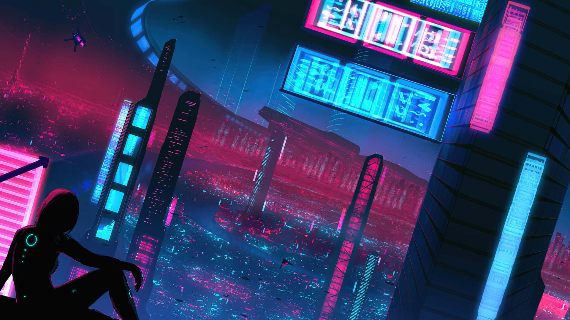 Defärgglada Neonljusen I Cyberpunk