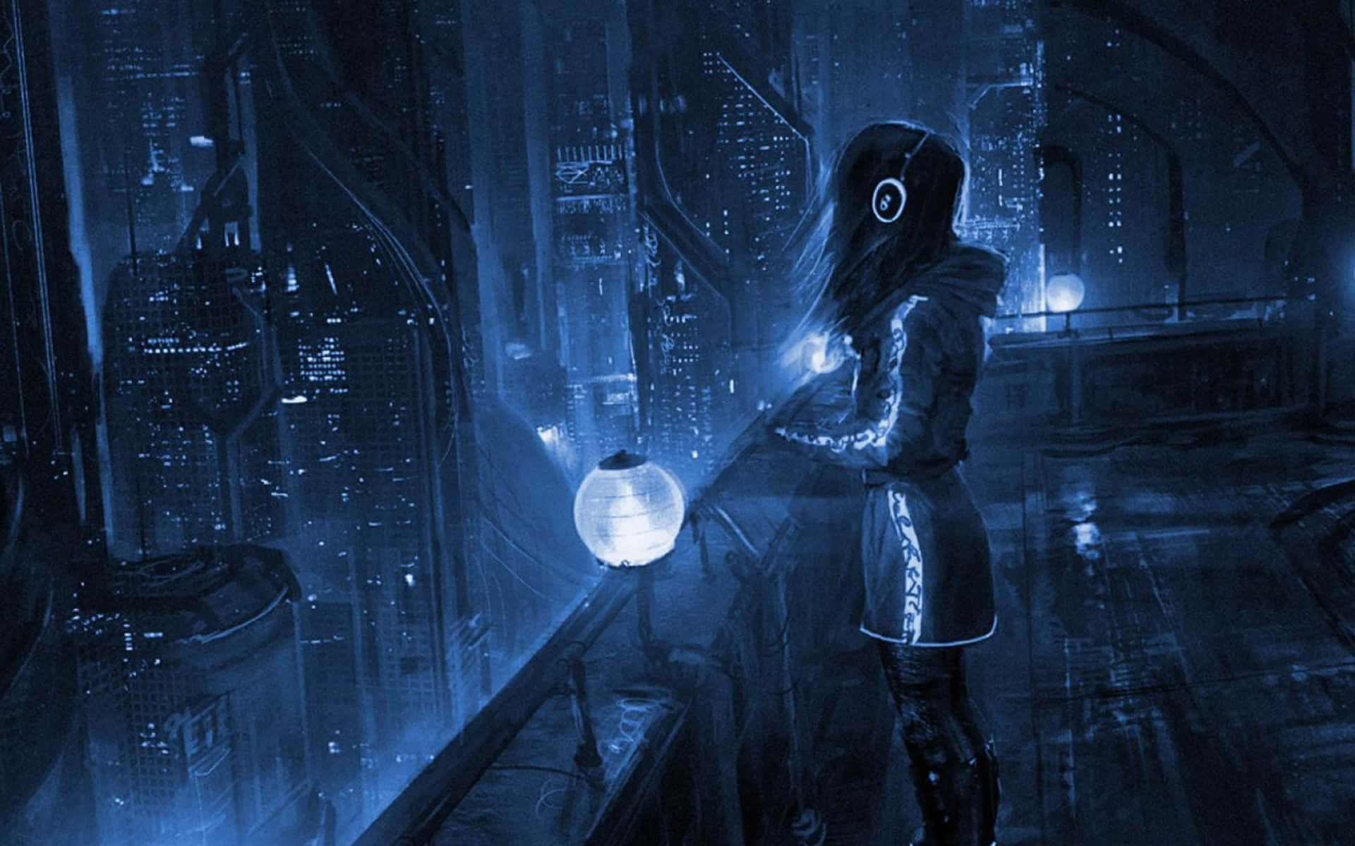 Utforskaden Neonupplysta Dystopin Av Cyberpunk