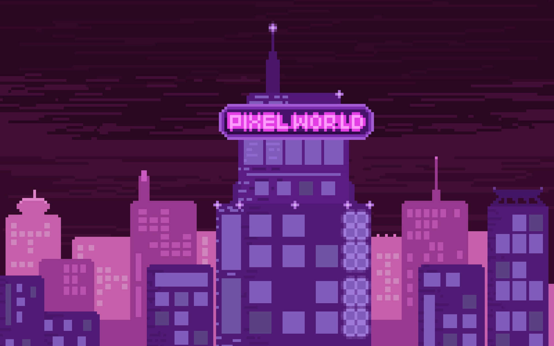 Cyberpunk Buildings Pixel World Art Wallpaper