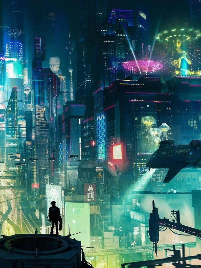 Cyberpunk Busy City Wallpaper