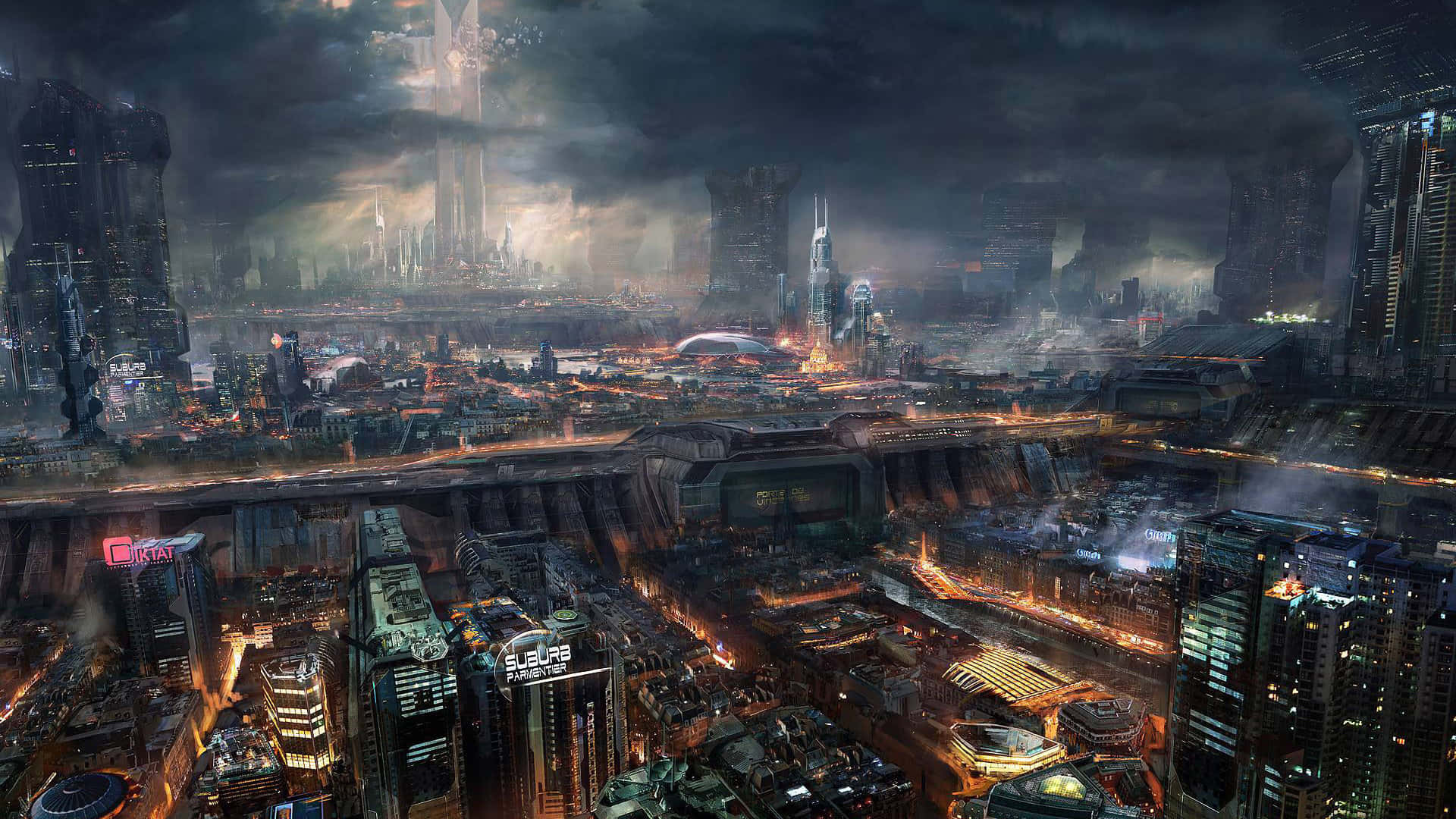 Opleven Strålende Fremtid I Cyberpunk-byen.
