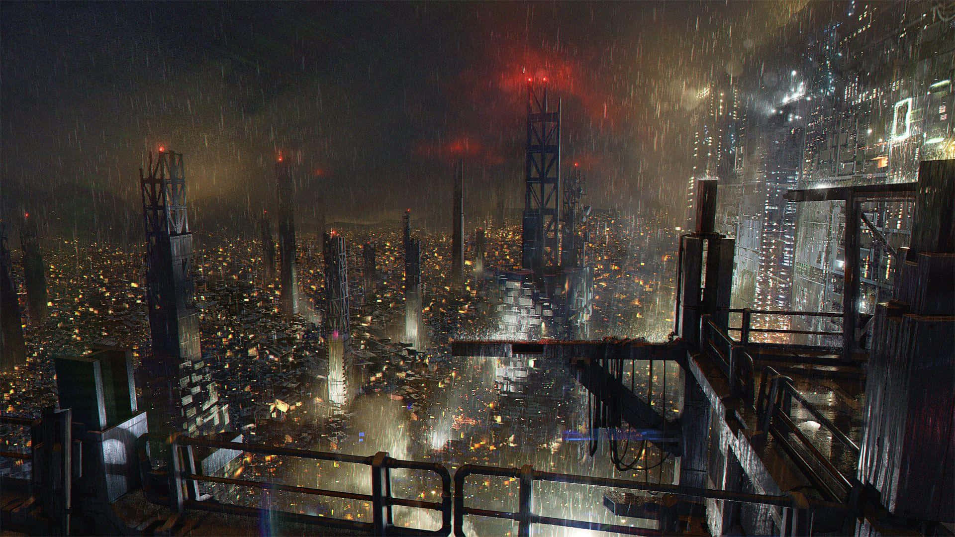 Udforskden Futuristiske Metropol I Cyberpunk City