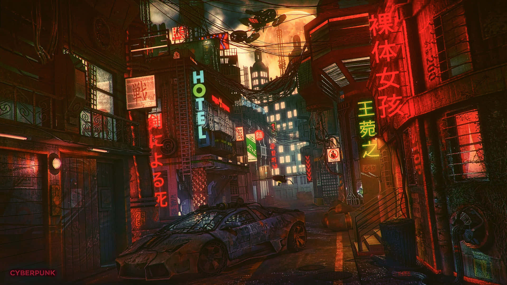 Springud I En Funklende Rejse I Cyberpunk Byen