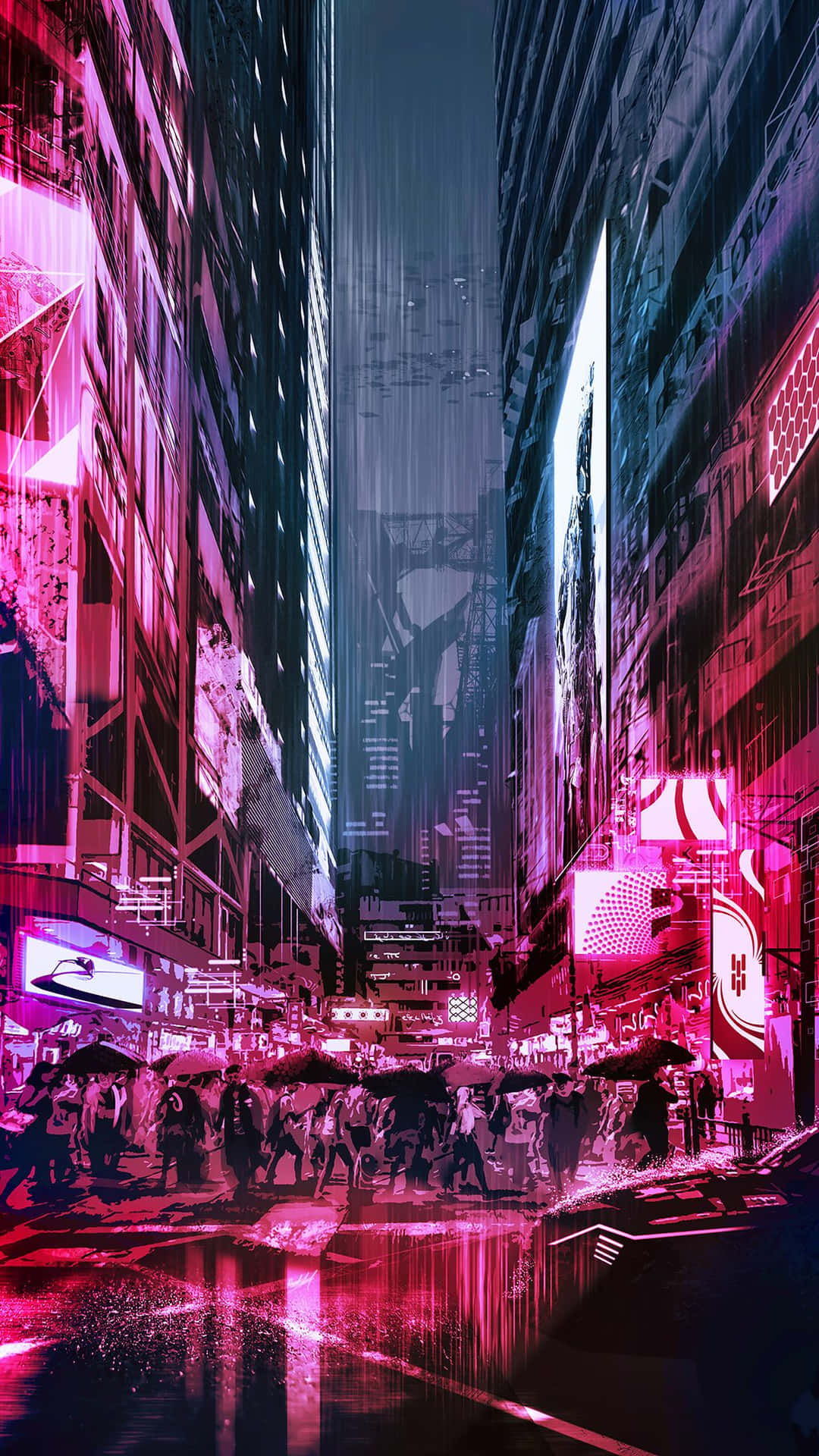 Udforskde Neon-oplyste Gader I Cyberpunk City.