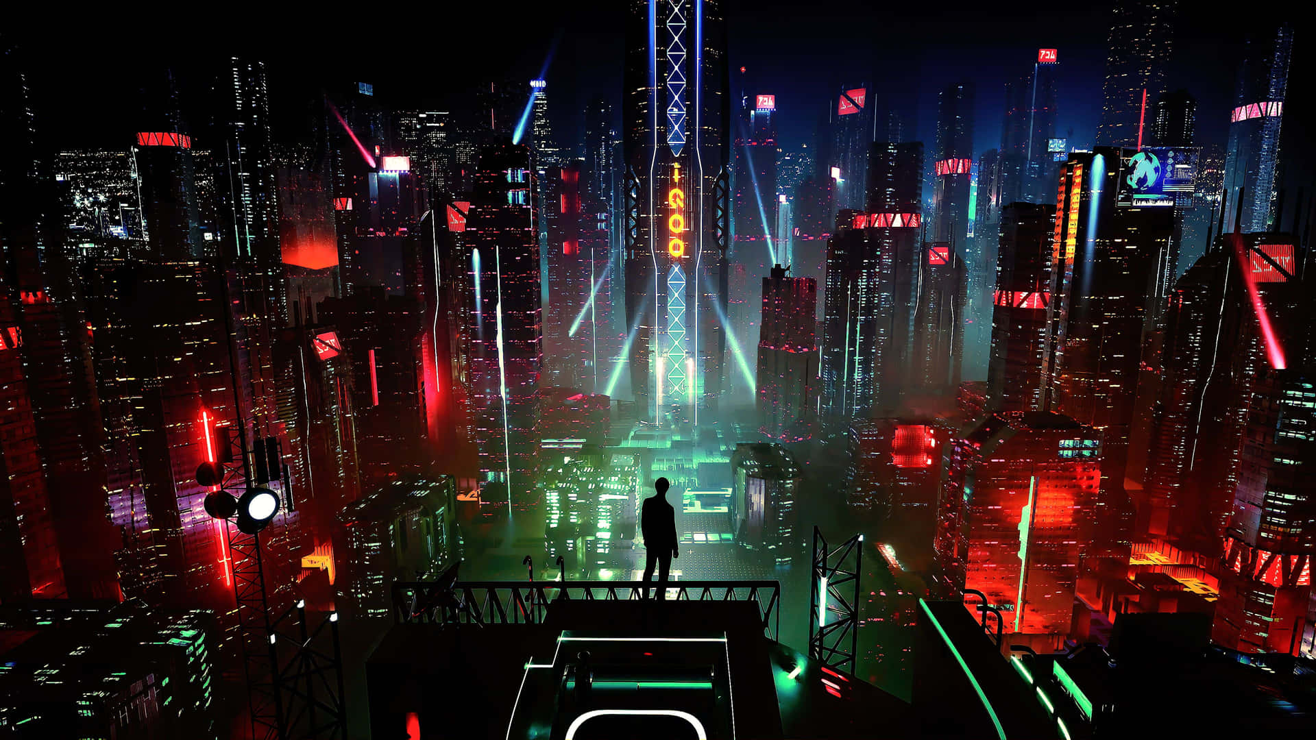 Udforskden Oplyste By I Fremtiden - Cyberpunk City.