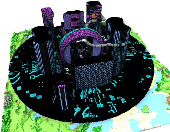 Cyberpunk City Cake Design PNG
