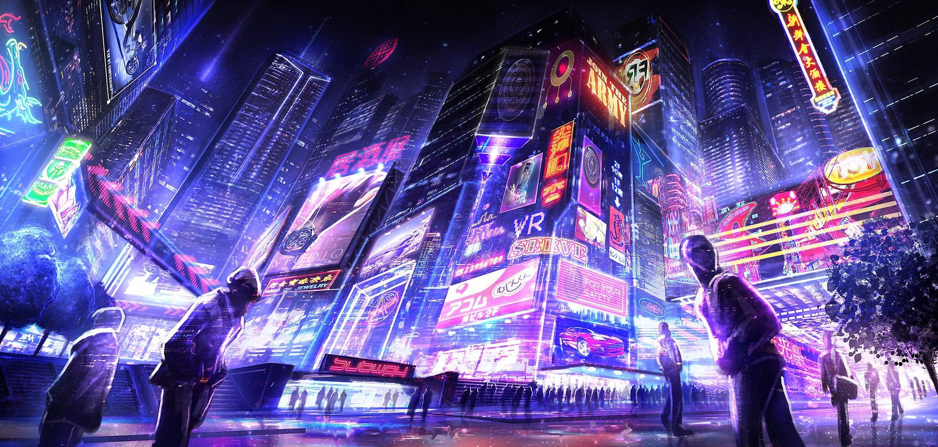 Download Cyberpunk City Purple Streets Japan Wallpaper  Wallpaperscom
