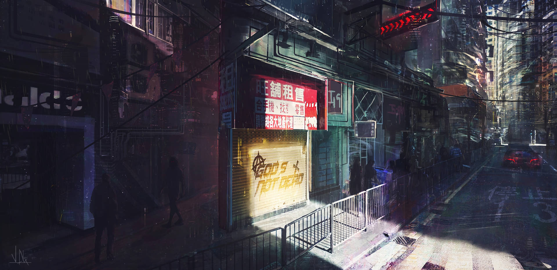 Cyberpunk City Rainy Streets
