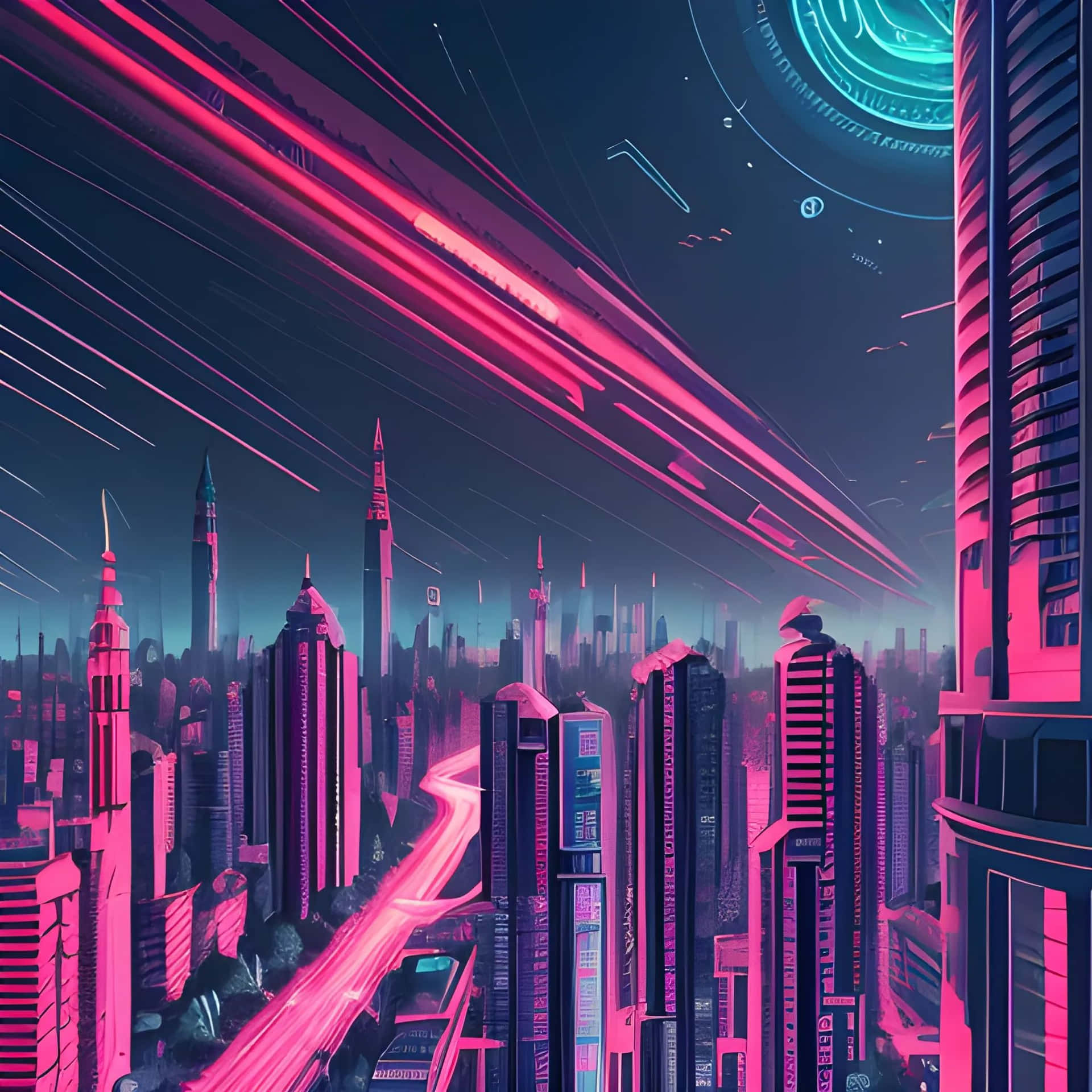 Cyberpunk_ Cityscape_ Neon_ Glow Wallpaper